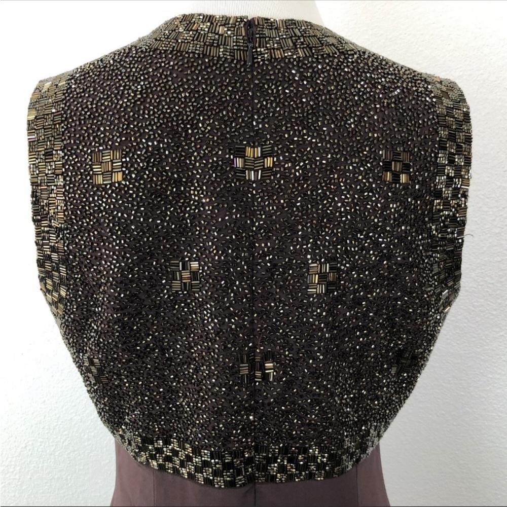 Vintage Oleg Cassini Black Tie Beaded Maxi Gown Dress - Picture 8 of 8